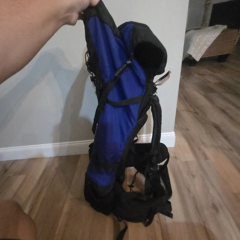 Vintage The North Face Frontier Internal Frame Hiking Backpack Blue Black Trekki